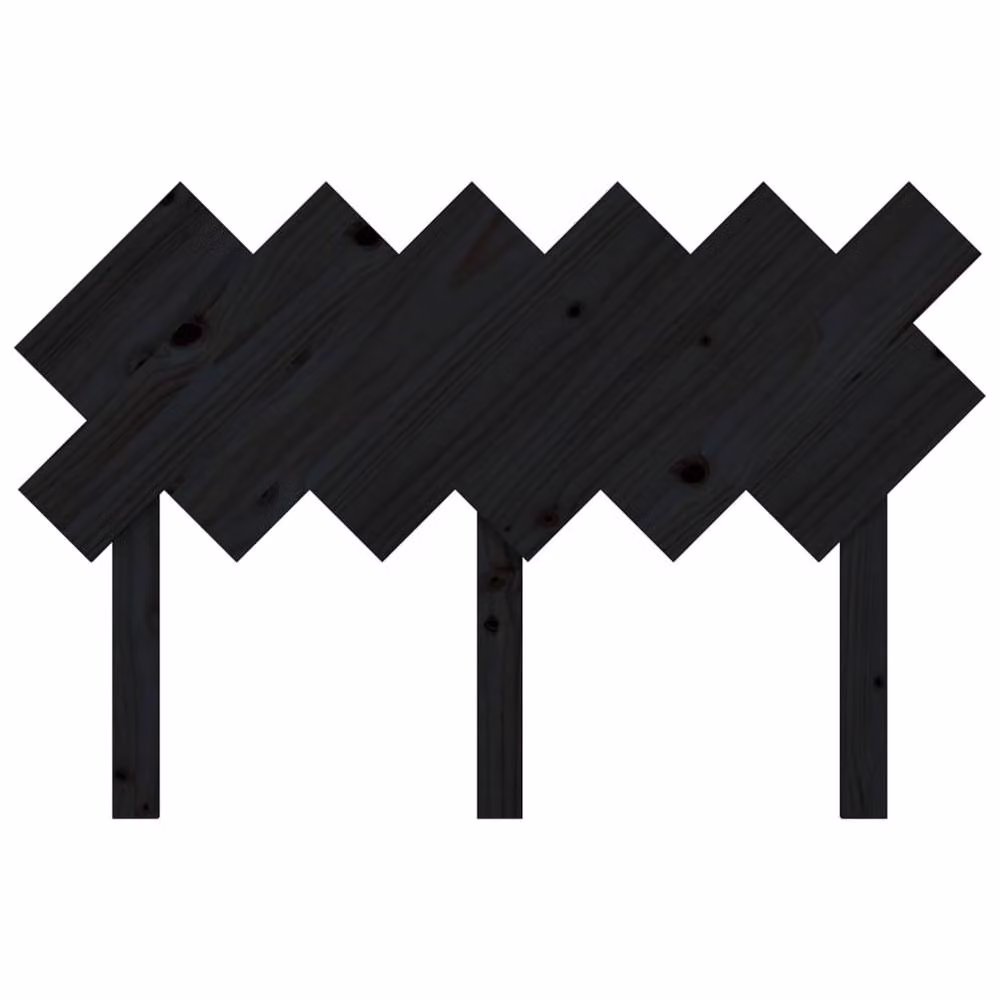 Berkfield Home Black Solid Pine Wood Bed Headboard, W: 122.5 cm, D: 3 cm, H: 80.5 cm – 3