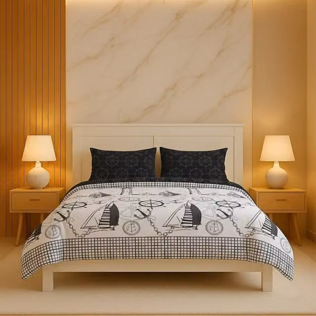 Snug City Pirate Adventure Duvet Cover and Pillowcase Set in Black and Multicolour, W: 180 cm, L: 200 cm