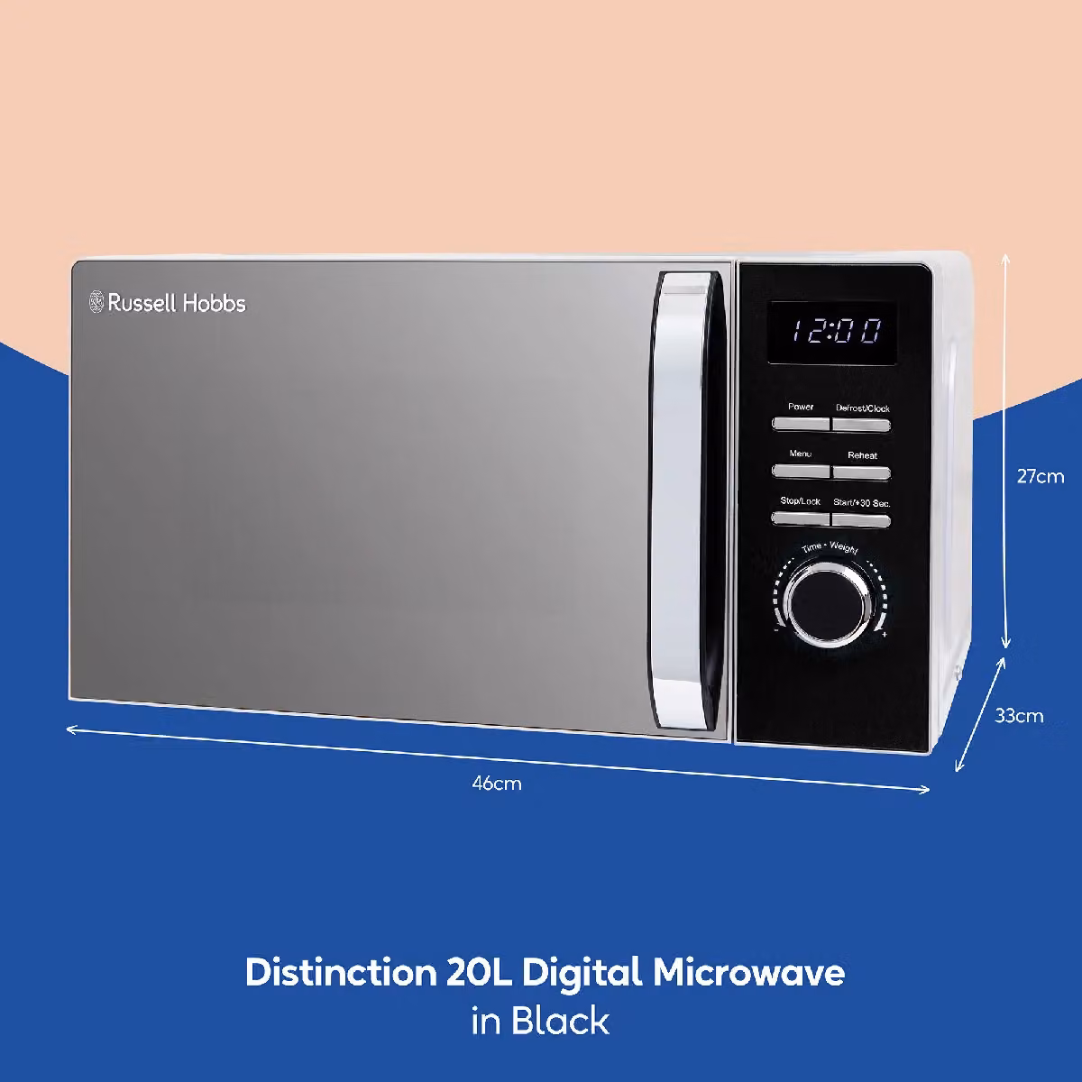 Russell Hobbs RHMD832 Digital Solo Microwave, 20L, 800W, Black – 2