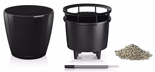 Lechuza Classico 43 LS Self Watering Plant Pot, Black High-Gloss Plastic Planter for Indoor and Outdoor Use, D43 x H40 cm – 6