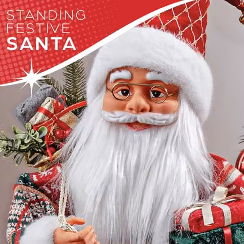 The Christmas Workshop Large Standing Santa Claus Figure in Red, White and Multicolour – 2