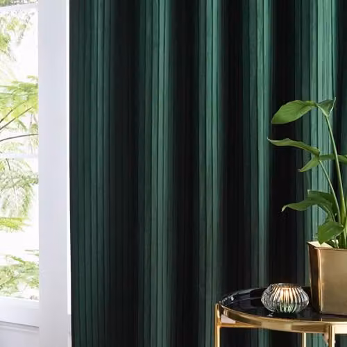 Paoletti Corinthian Velvet Eyelet Curtain Pair in Green, H 229 x W 183 cm – 3