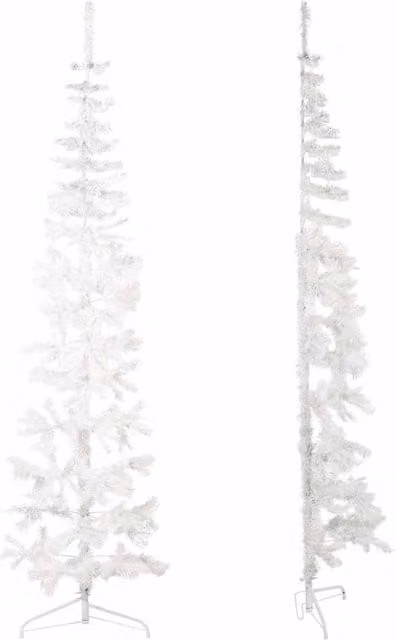 Berkfield Home Slim Artificial Half Christmas Tree with Stand, White, Height: 240 cm