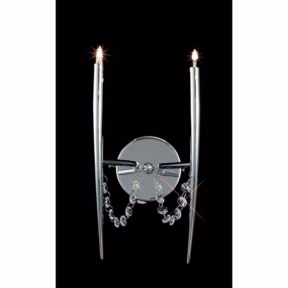 Netlighting Zest 2 Light Wall Lamp in Polished Chrome and Grey with Crystal Details – 2