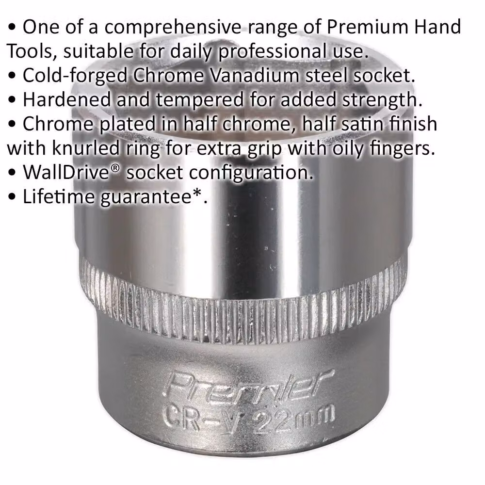 Loops 22mm Forged Steel 3/8 inch Square Drive Chrome Vanadium Socket in Silver – 2