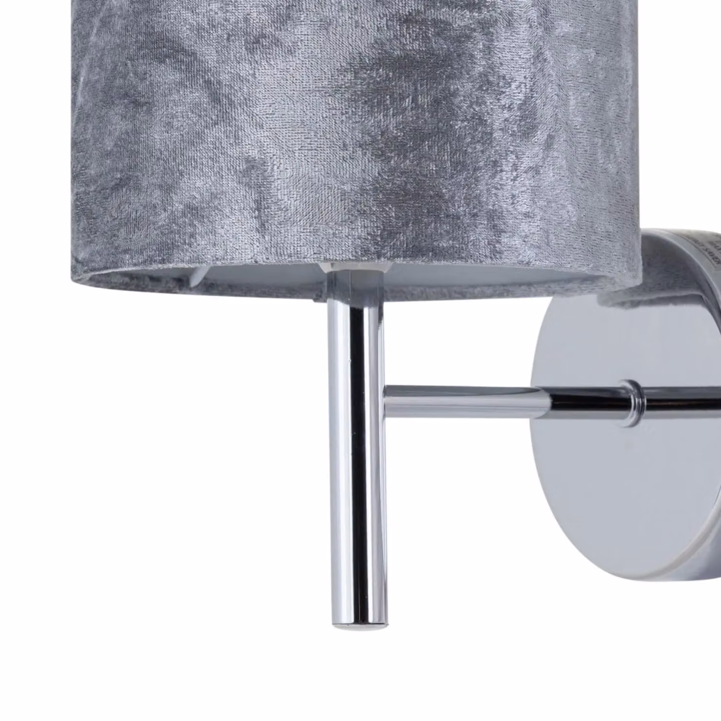 First Choice Lighting Brea Chrome Wall Light with Grey Fabric Shade – 2