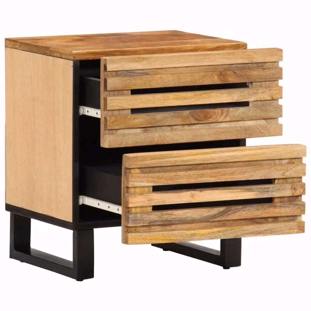 Berkfield Home Set of 2 Solid Mango Wood Bedside Cabinets in Brown, W/D/H: 40 x 34 x 46 cm – 3
