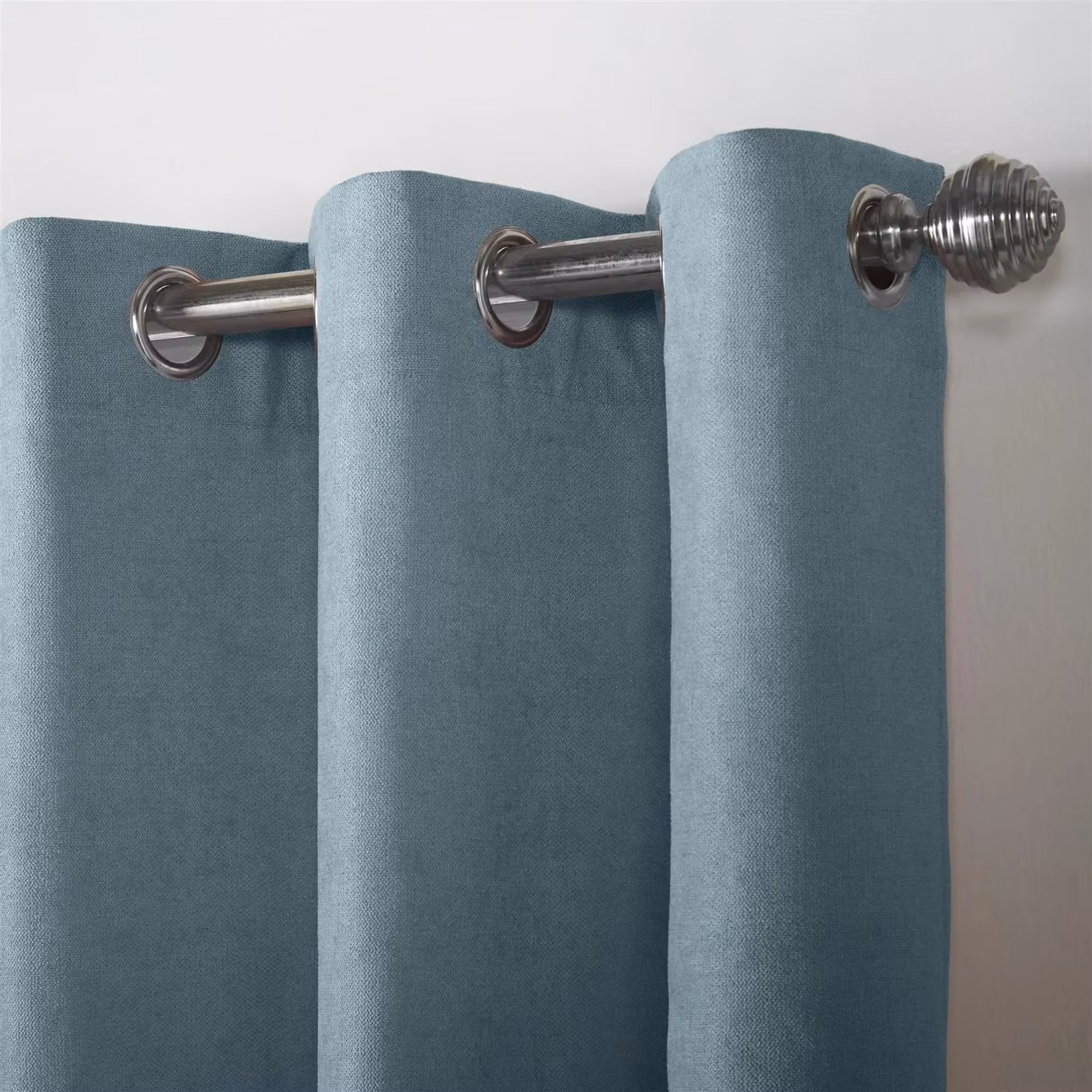 Luxury Living Velvet Chenille Eyelet Curtains, Petrol, Width: 142 cm, Drop: 183 cm – 2