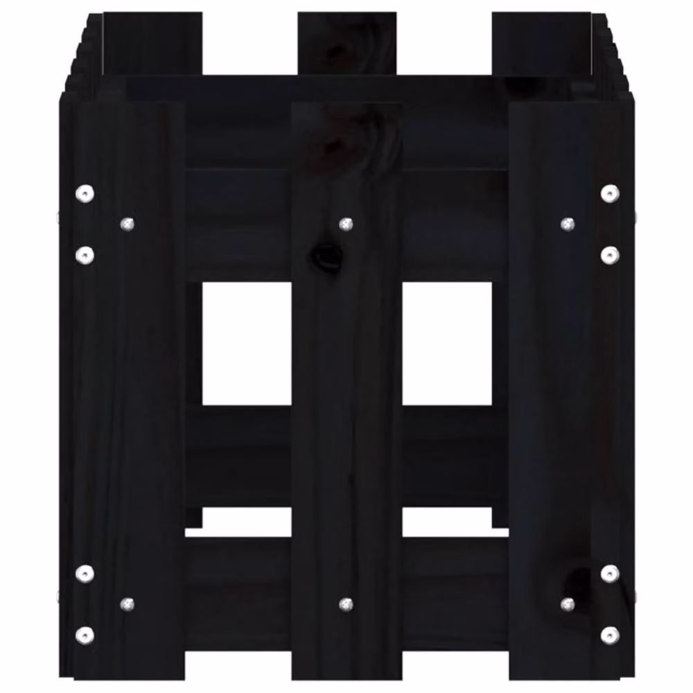 Berkfield Home Garden Planter with Fence Design in Black, Solid Wood and Plastic, W/D/H: 60 x 30 x 30 cm – 5