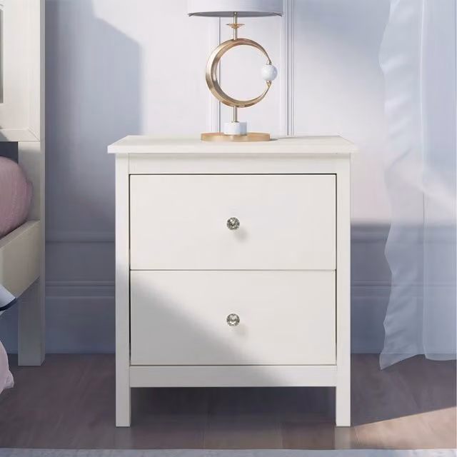 Livingandhome Minimalist 2 Drawer White MDF Storage Cabinet