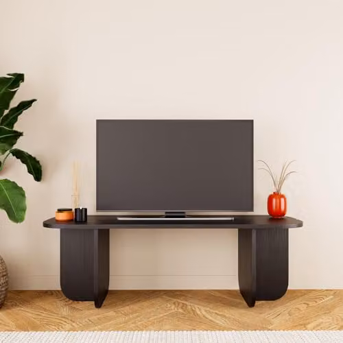 Bimossa Modern Wooden TV Stand with Internal Shelves, W: 100 cm, D: 40 cm, H: 42 cm – 2