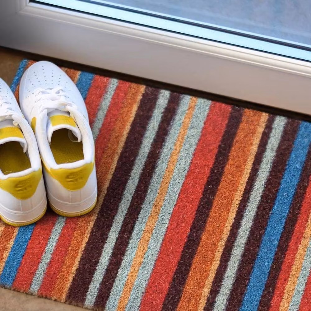 Pawnora Non-Slip Coir Rainbow Striped Semicircular Doormat, Multicolour, W: 67 cm, D: 127 cm – 4