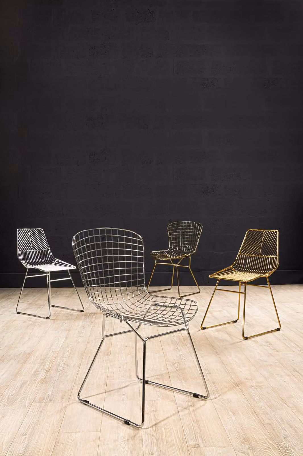 Orsina Gold Metal Wire Chair with Geometric Design – 3