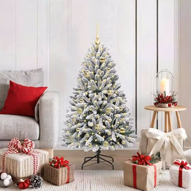 Berkfield Home Artificial Christmas Tree in Green and White, Height: 120 cm – 1