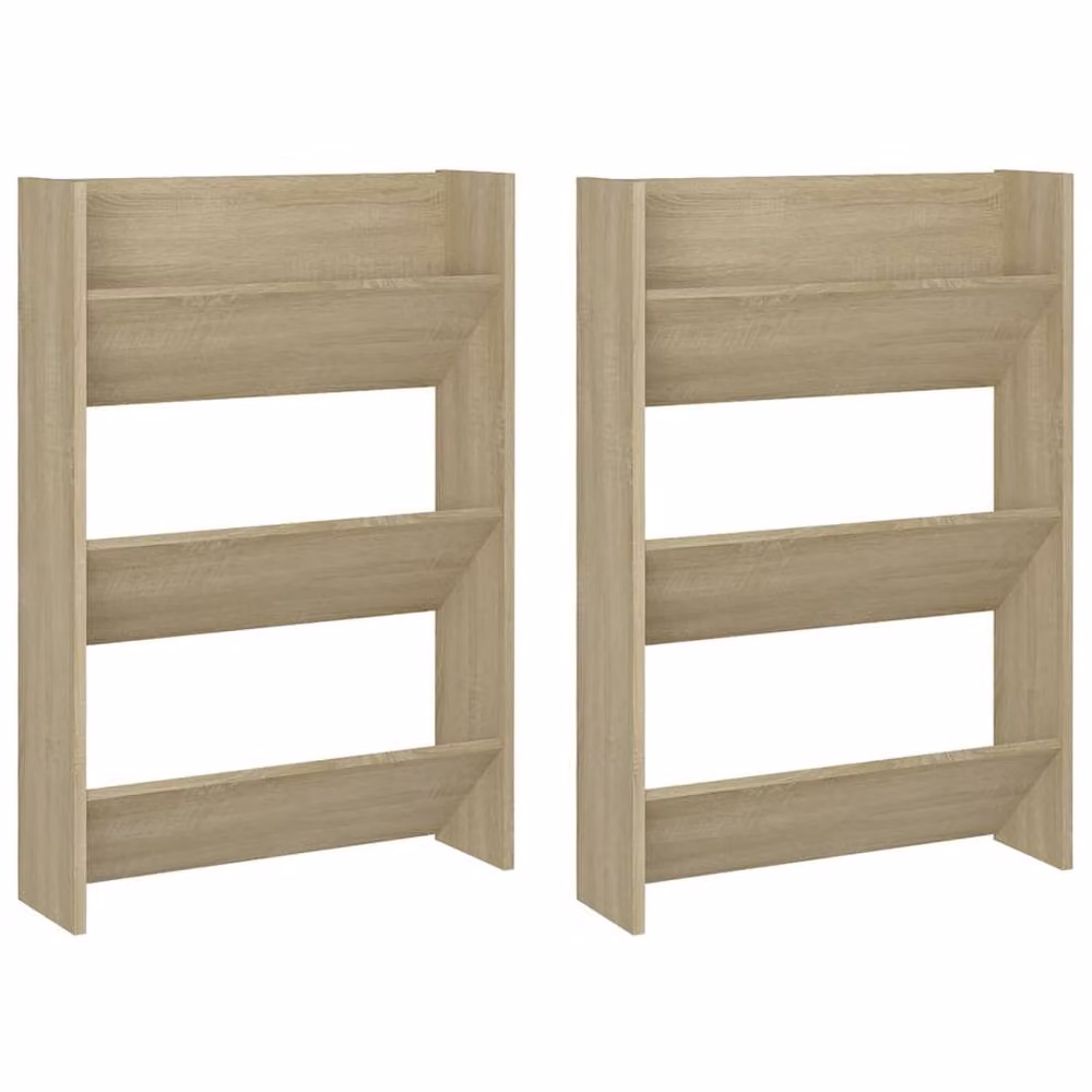 Berkfield Home Set of 2 Wall Mounted Shoe Cabinets in Sonoma Oak, Tan, W/D/H: 60 x 18 x 90 cm – 3