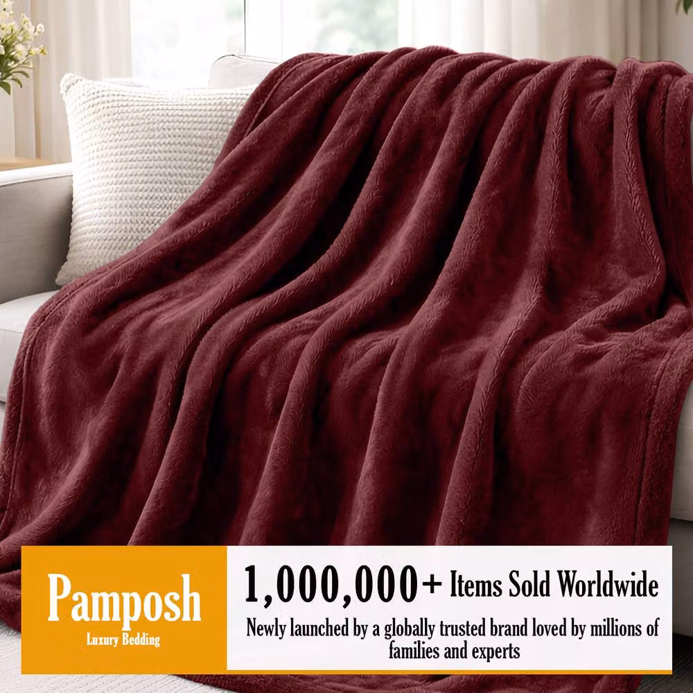 Pamposh Reversible Double Face Flannel Fleece Blanket in Red – 3