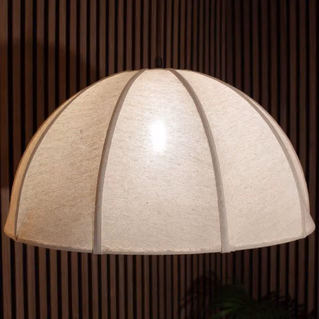 CGC Lighting Alessia Handmade Fabric Dome Lampshade in Beige and White, Diameter: 50 cm – 3