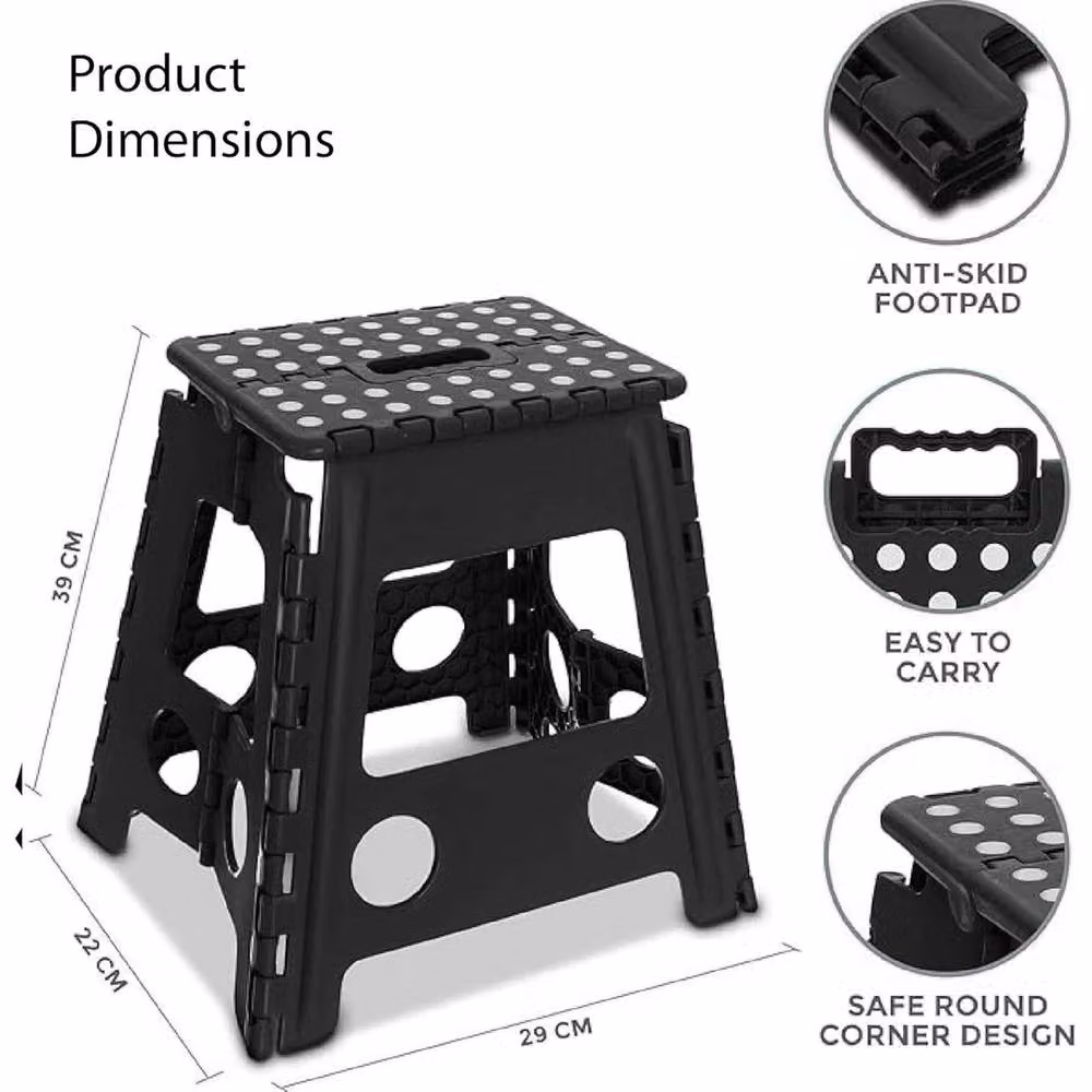 FLAVORA Heavy Duty Folding Step Stool in Black – 2