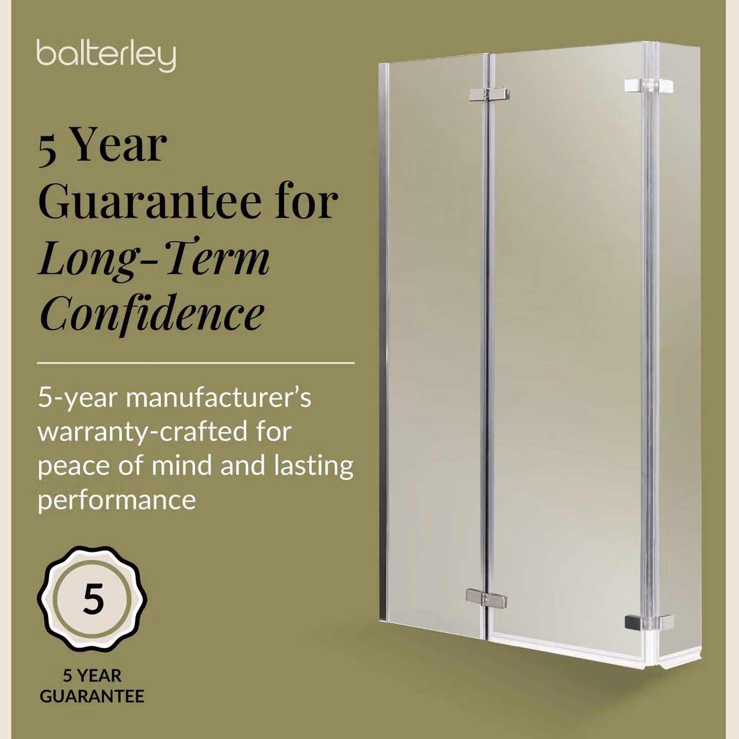 Balterley L Shaped Centre Hinged Shower Bath Screen with 5mm Toughened Safety Glass in Silver, W: 75 cm, D: 140 cm – 4