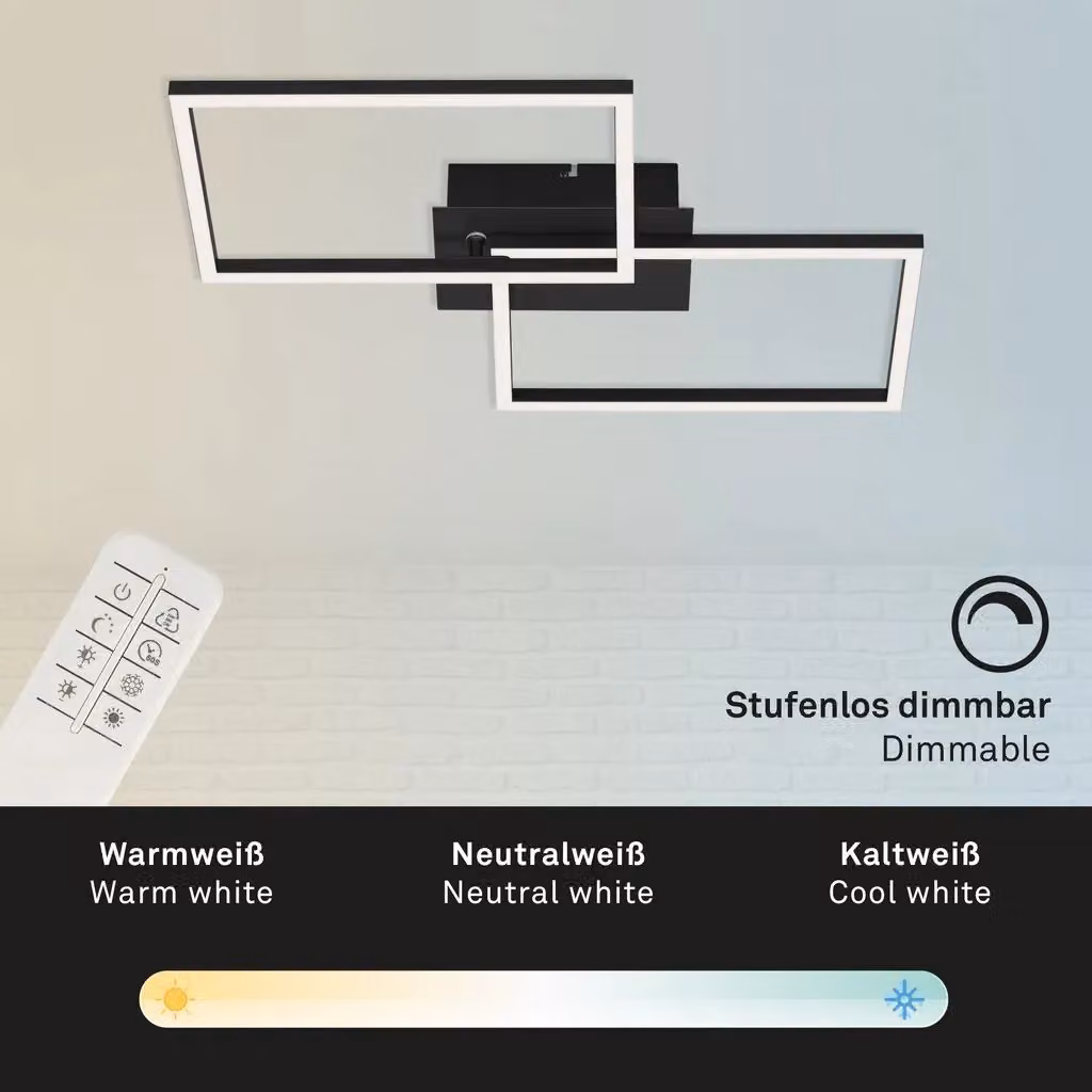 Briloner Black 30W CCT Dimmable LED Wall and Ceiling Light with Remote Control – 4