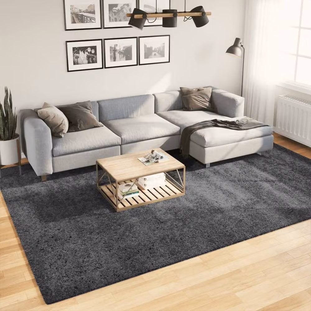 Berkfield Home OVIEDO Short Pile Rug in Anthracite Grey, W: 240 cm, D: 340 cm – 2