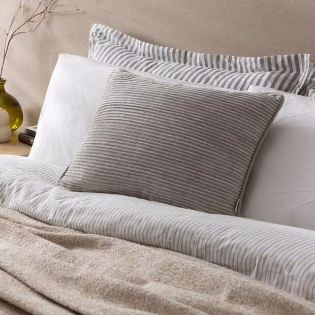 Yard Cove Grey Cotton Ribbed Rectangular Cushion, W: 50 cm, H: 35 cm – 1