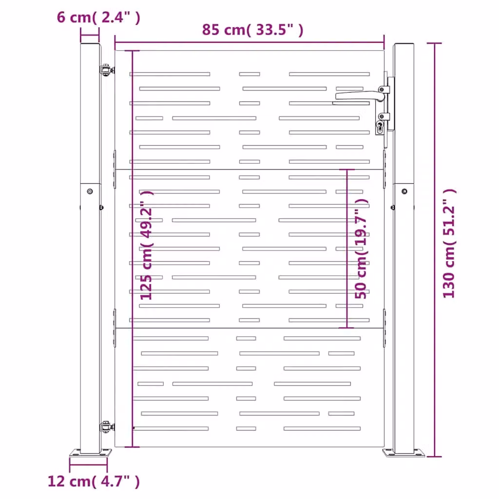 Berkfield Brown Corten Steel Garden Gate with Square Design, W: 105 cm, H: 130 cm – 5