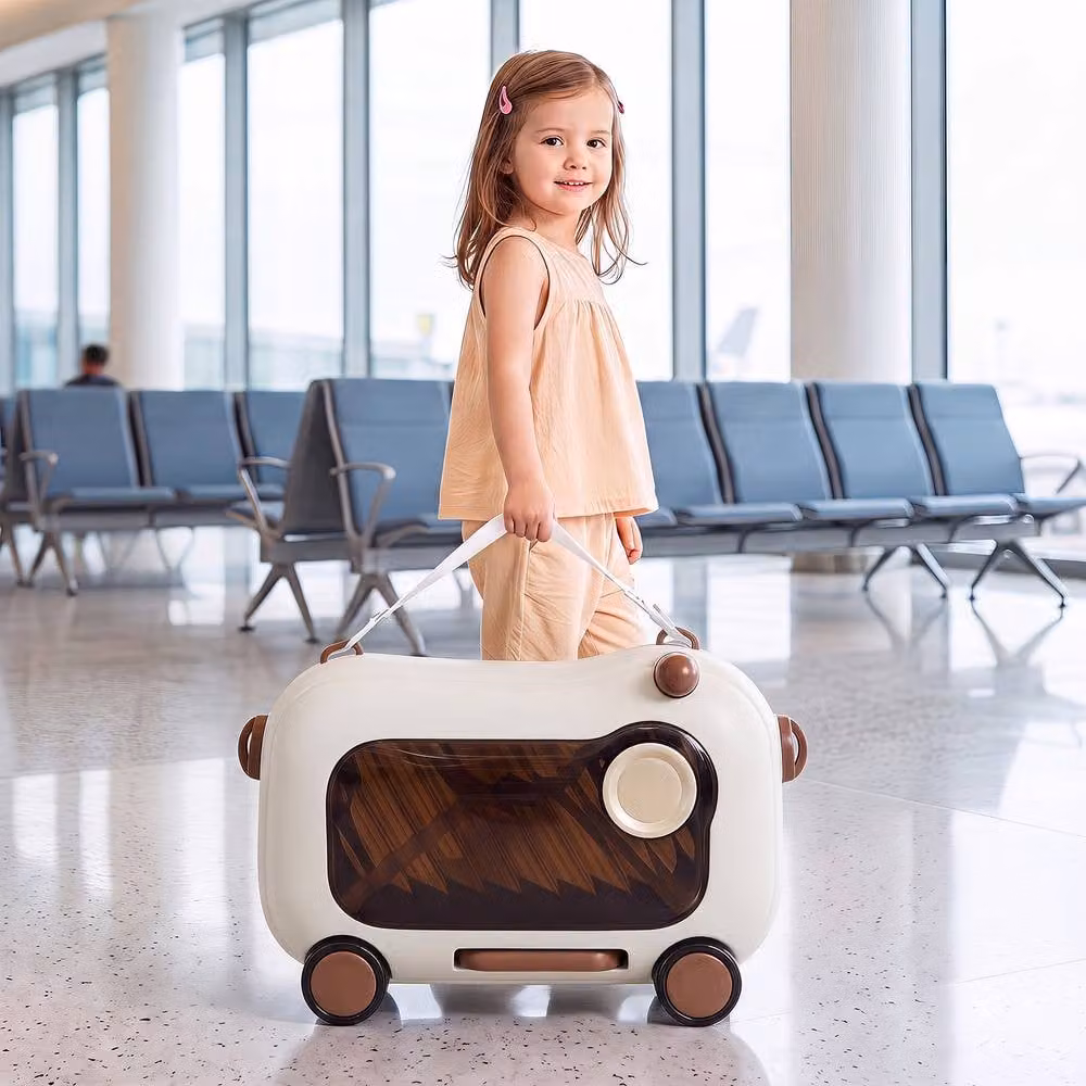 Costway White Lightweight Portable Ride-on Luggage Suitcase with Retractable Pedal – 3
