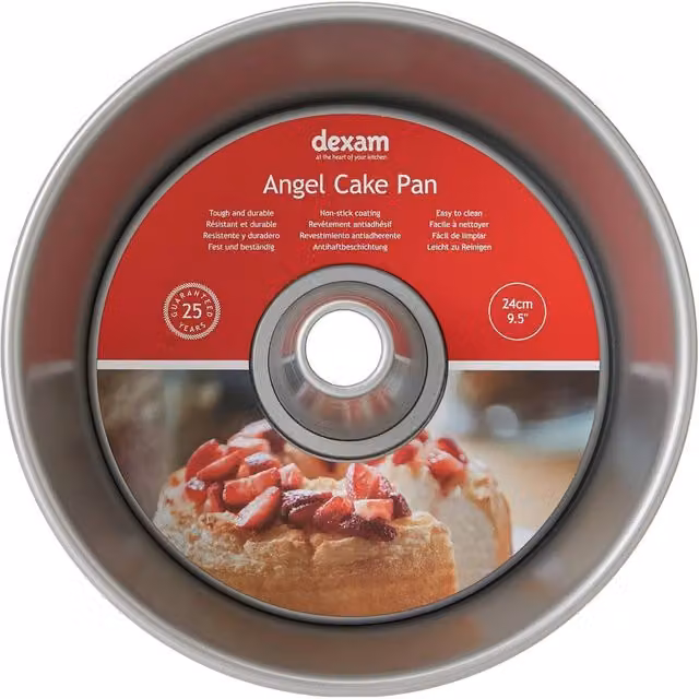 Dexam Non-Stick Round Angel Cake Pan, Silver, Diameter: 24 cm