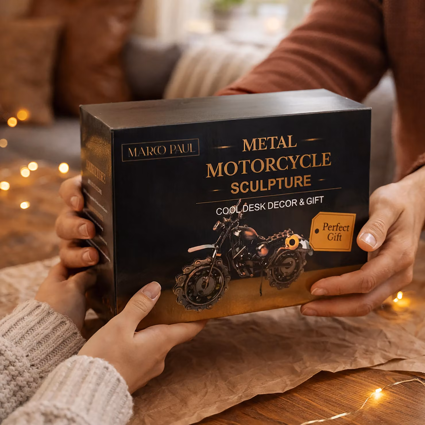 Marco Paul Vintage Metal Motorbike Sculpture Ornament in Bronze – 6