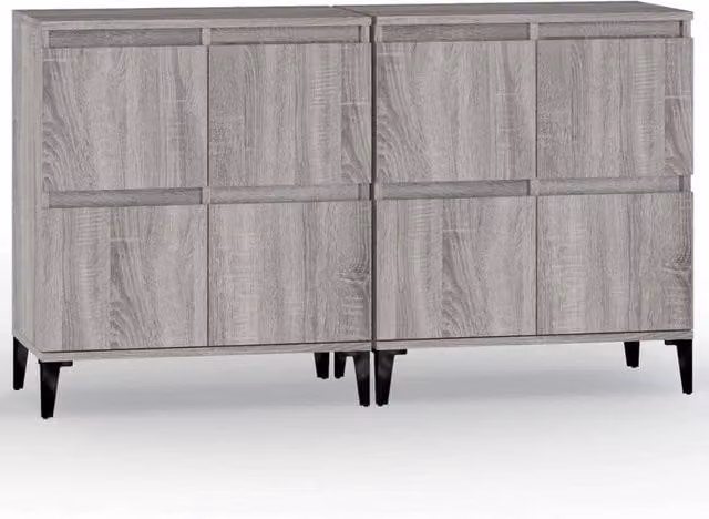 Berkfield Home Set of 2 Grey Sonoma Sideboards, W/D/H: 60 x 35 x 70 cm – 1