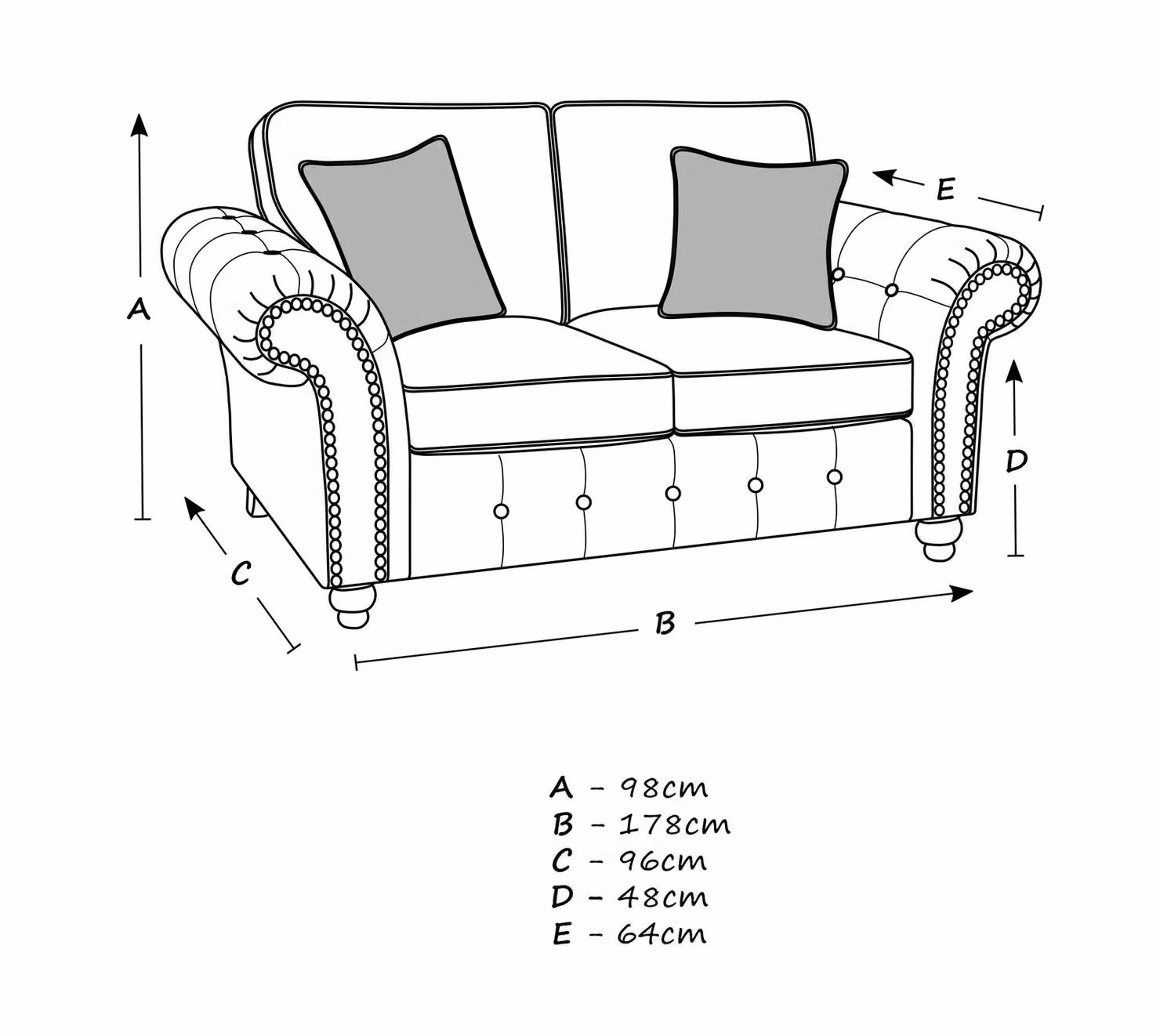 LUXURY LIFE Oakley 2 Seater Suede Fabric Sofa in Anthracite Grey – 4