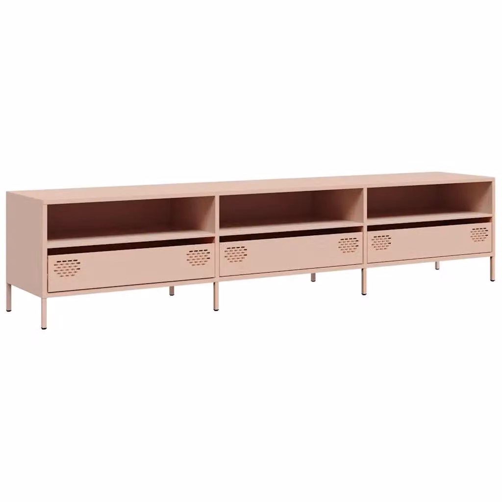 Berkfield Home Pink Industrial TV Cabinet in Matt Cold-rolled Steel, W: 202 cm, D: 43.5 cm, H: 43.5 cm – 2