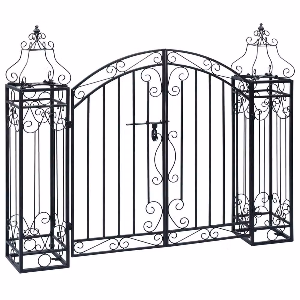 Berkfield Home Ornamental Wrought Iron Garden Gate, Black, W/D/H: 122 x 20.5 x 100 cm – 2