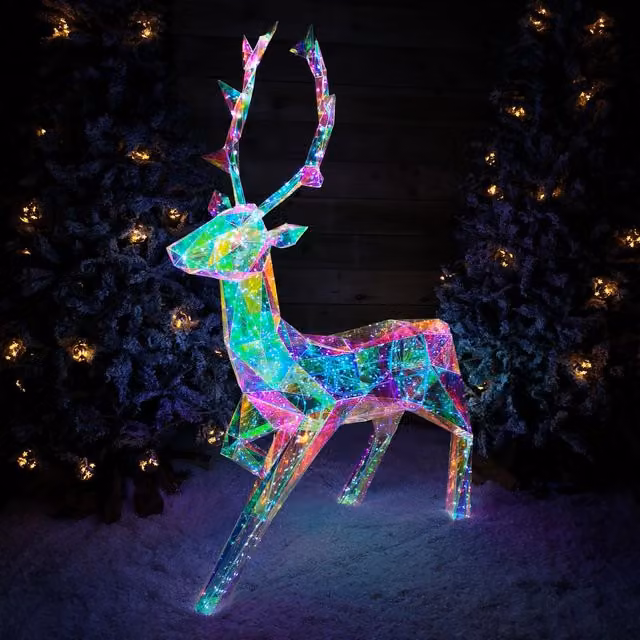 Samuel Alexander 1.4m Iridescent Standing Dreamlights Christmas Stag with 600 White LEDs