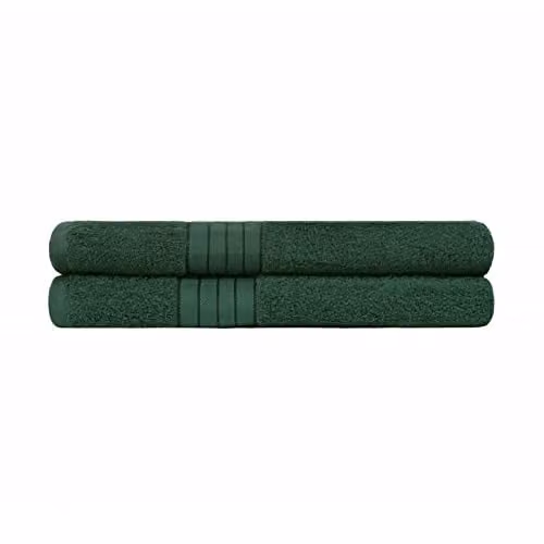 OHS Set of 2 Cotton Terry Bath Sheets in Green, W: 90 cm x L: 150 cm – 1