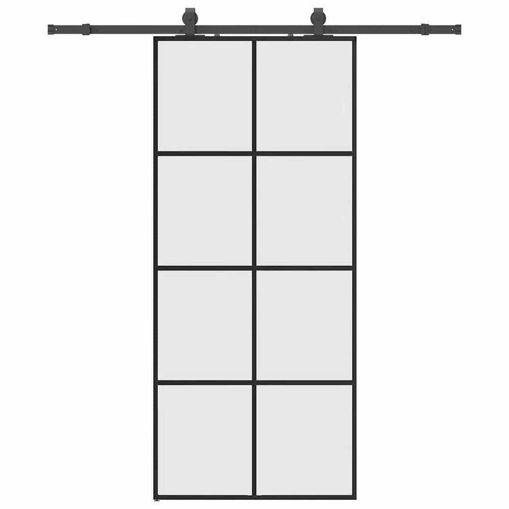 Berkfield Home Industrial Sliding Glass Door with Hardware Set, Black, W: 90 cm, H: 205 cm – 2