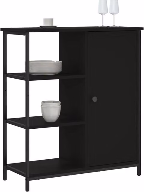 Berkfield Home Modern Black Sideboard in Matt Engineered Wood W/D/H: 70 x 30 x 80 cm