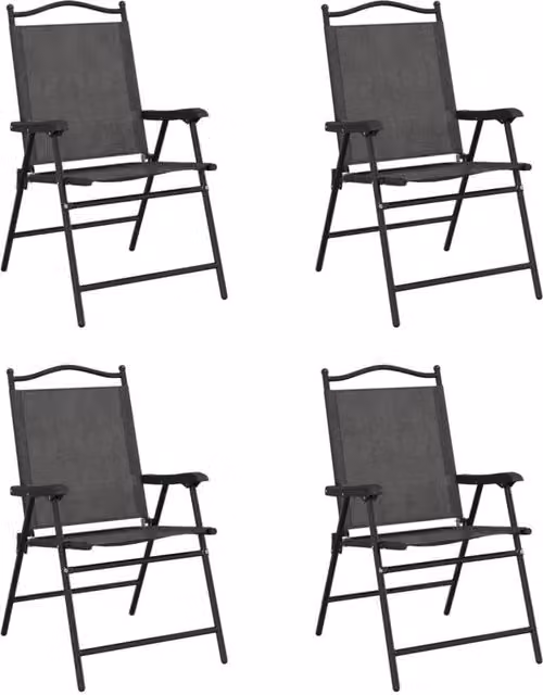 Berkfield Home Set of 4 Folding Garden Chairs in Melange Grey Steel and Textilene – 1
