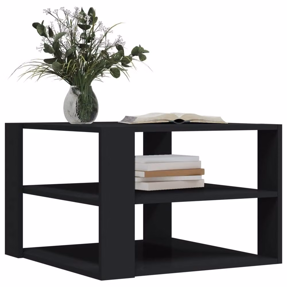 Berkfield Home Modern Black Square Coffee Table in Matt Composite Wood W/D/H: 59.5 x 59.5 x 40 cm – 3