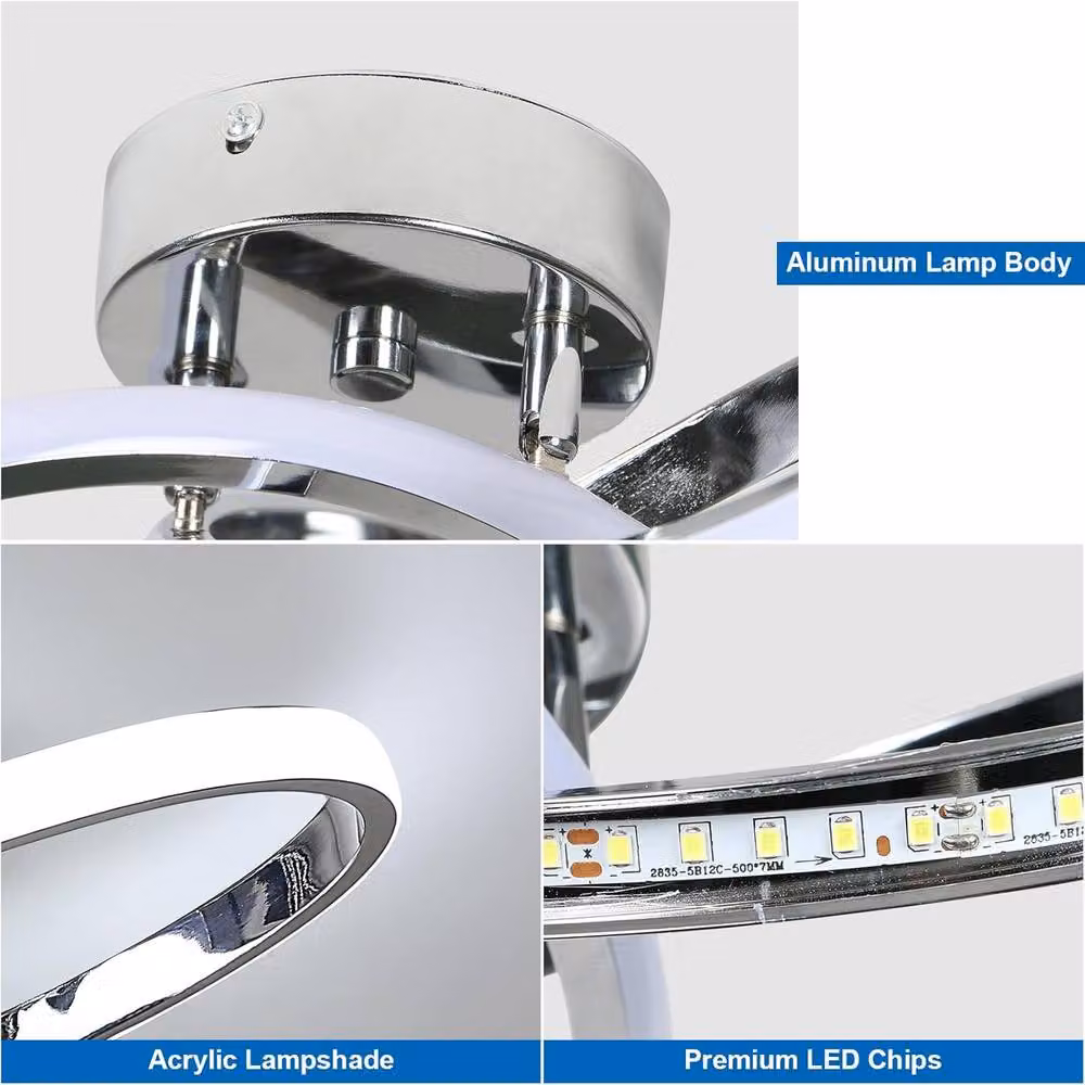 Goeco Modern Flower Design LED Ceiling Light in Silver, 6500K Cool White, Diameter: 10 inches – 5