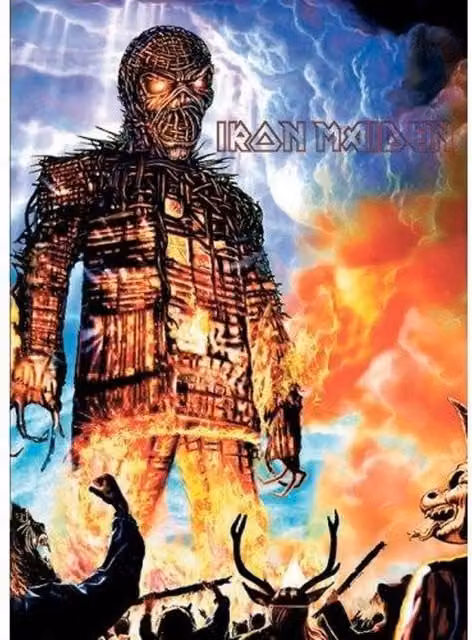 Iron Maiden Wicker Man Postcard in Blue, Orange and Multicolour