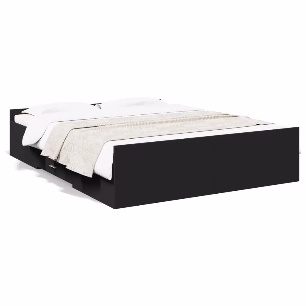 Berkfield Home King Size Bed Frame with Drawers in Black, 150 x 200 cm – 2