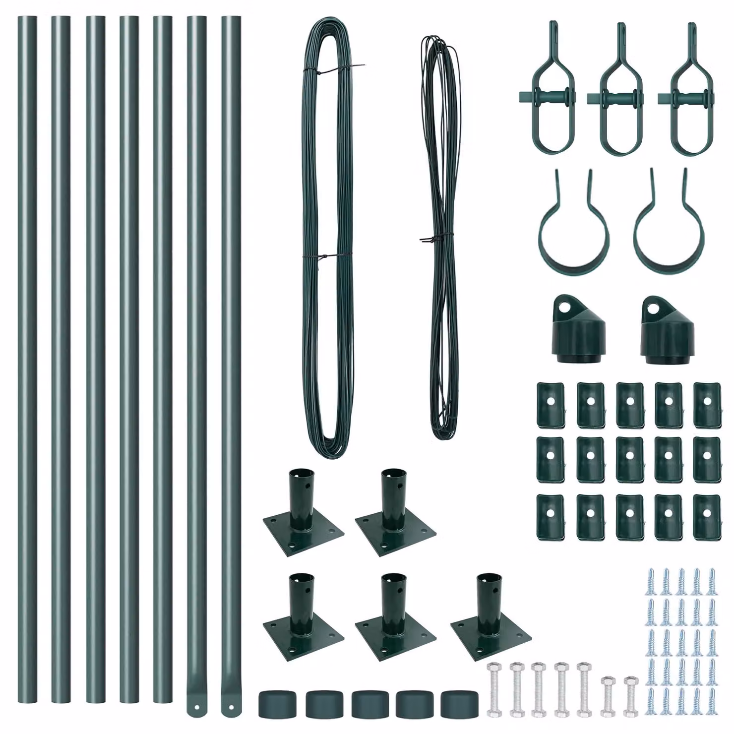 Berkfield Home Set of 7 Green Round Concrete and Metal Fence Posts, W/D/H: 3.2 x 3.2 x 50 cm – 3