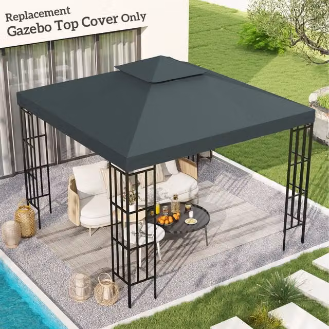 Outsunny Replacement Gazebo Roof Top Cover, Charcoal Grey, W 300 cm x D 300 cm