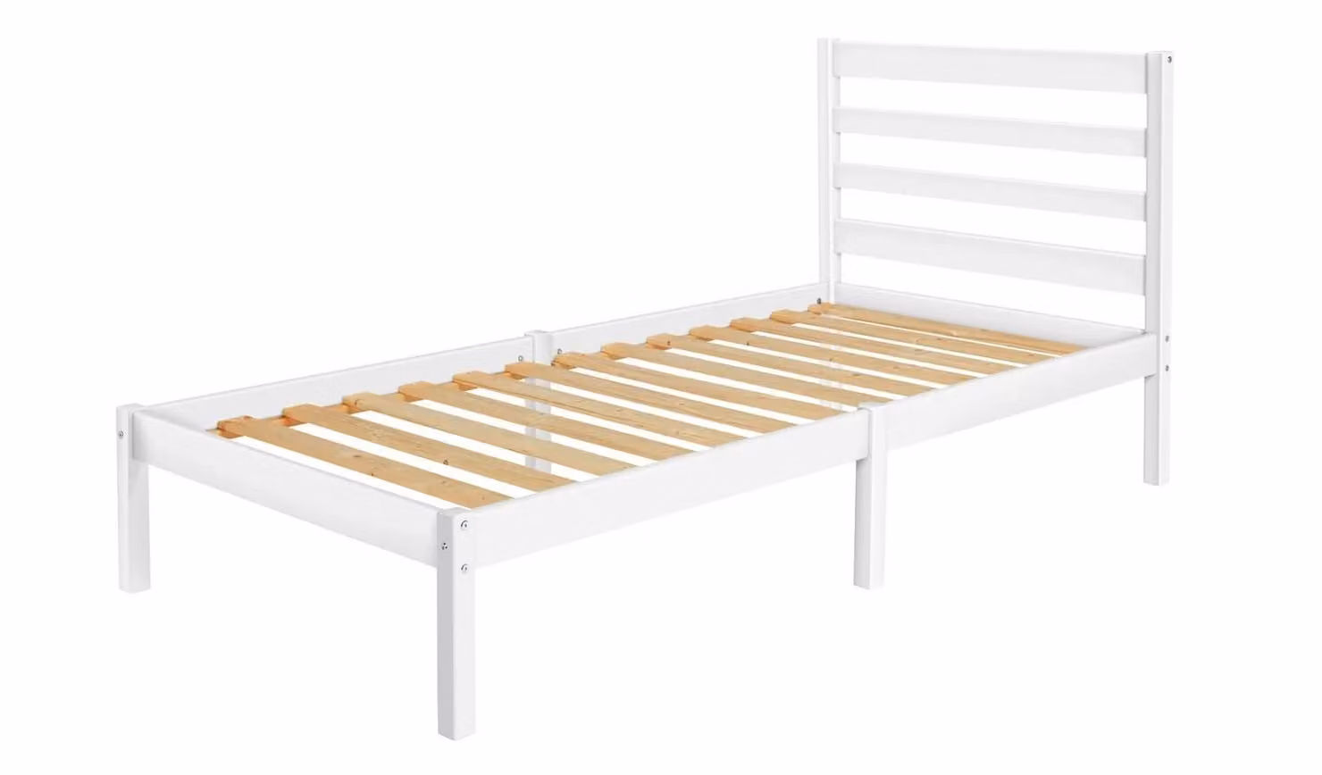 Kaycie Modern White Lacquered Solid Pine Single Bed Frame for Childrens Bedrooms W/D/H: 190 x 90 x 97.3 cm