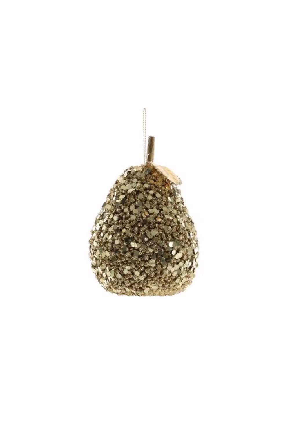 KDMD Gold Glittered Hanging Pear Christmas Pendants, 6 Pack, Diameter: 80 mm – 2