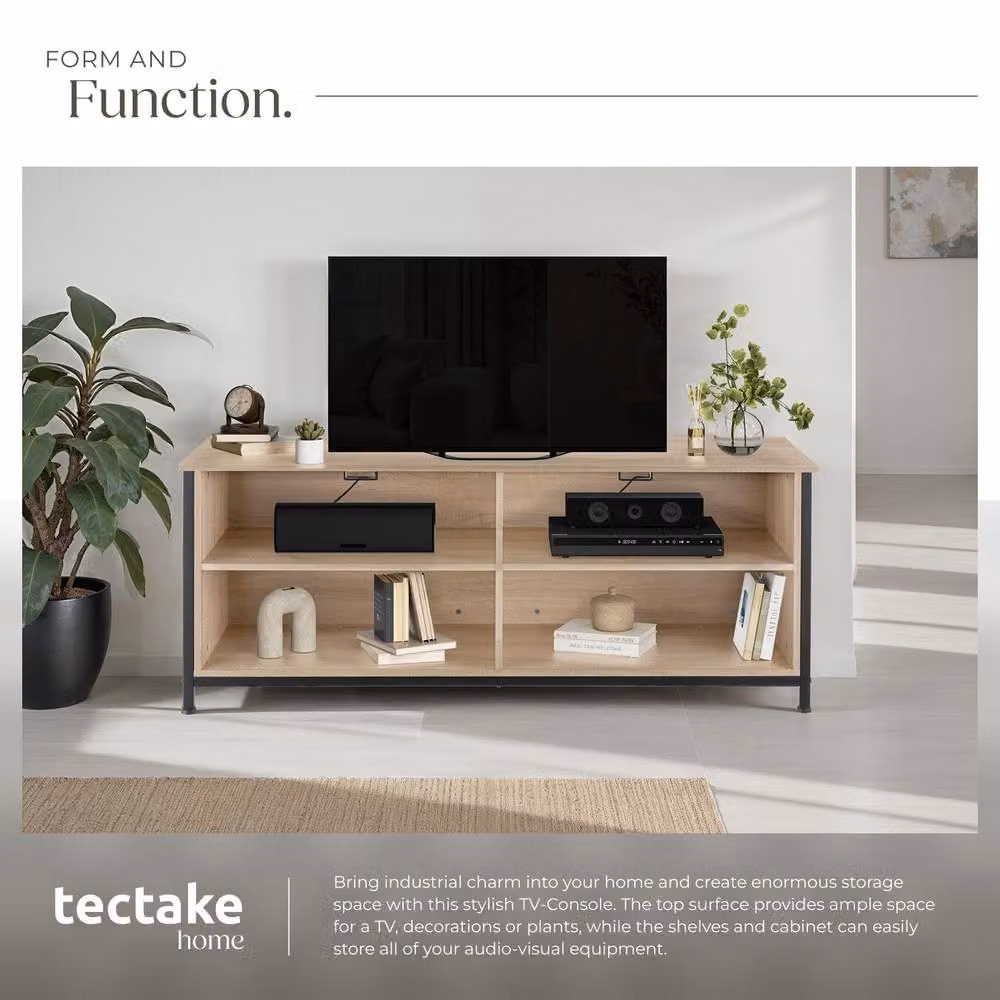 tectake Navan Modern TV Stand in Light Brown and Black – 4