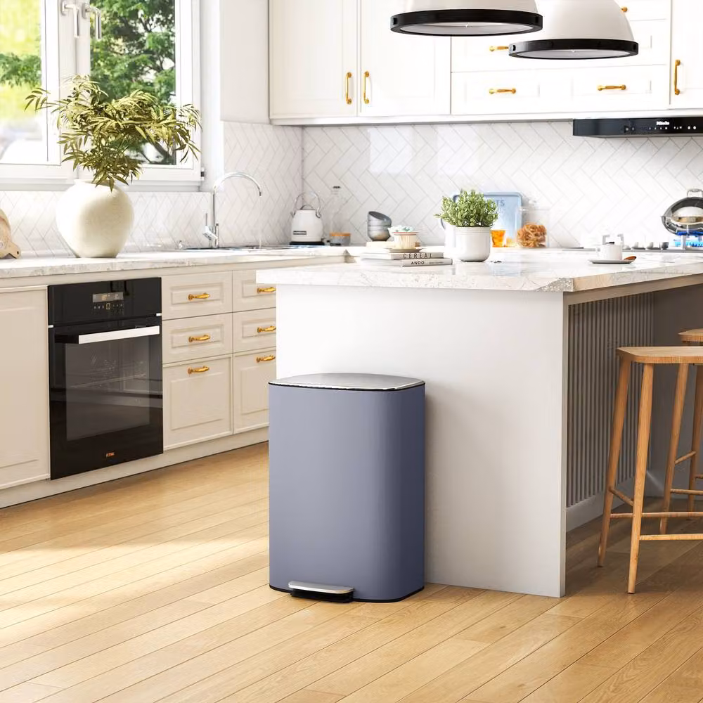 STILVORA 50L Pedal Bin with Soft-Close Lid, Odour Filter and Removable Inner Bucket in Grey and Silver – 3