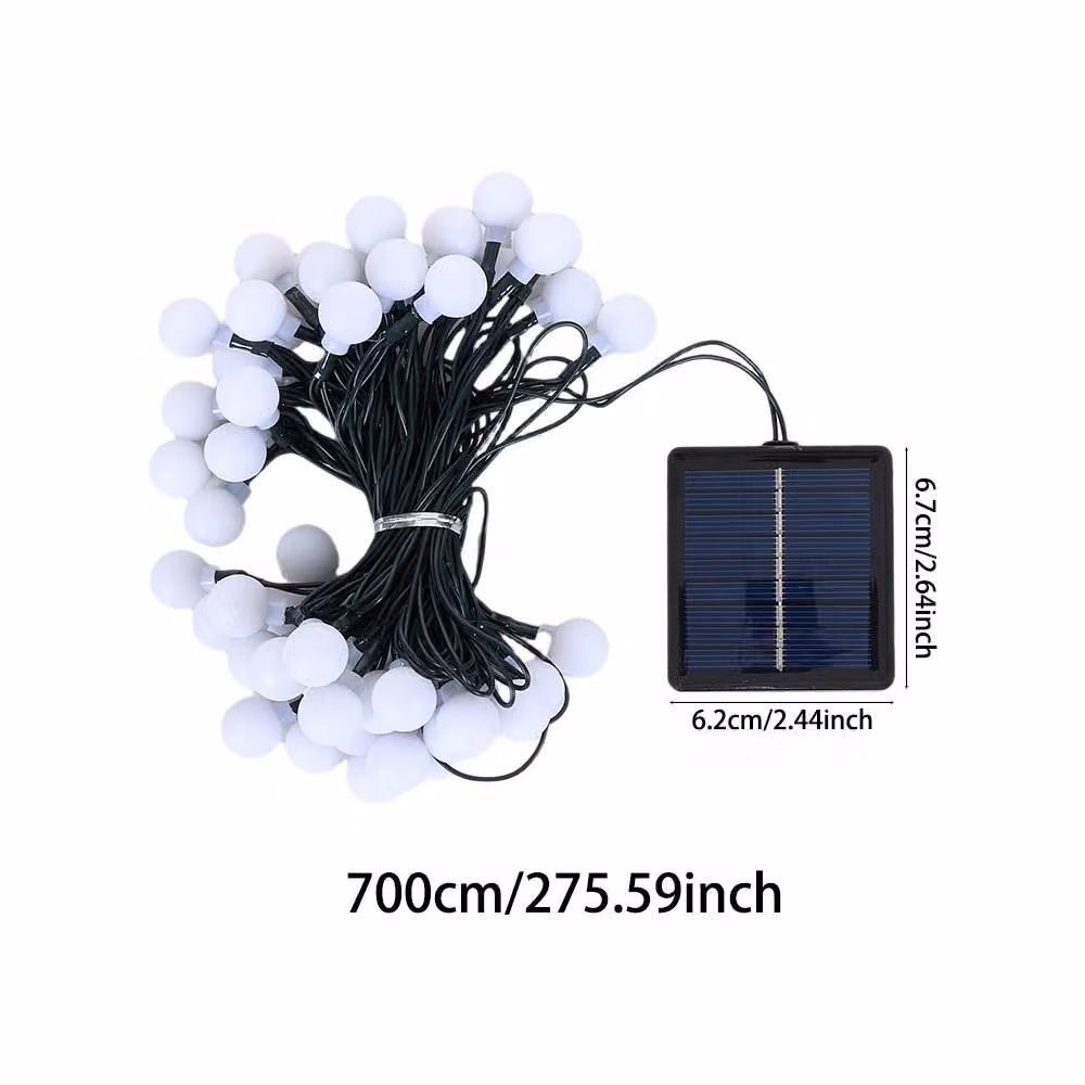Living and Home Solar Powered LED Round Ball String Lights in White and Multicolour with Remote Control and Timer – 3